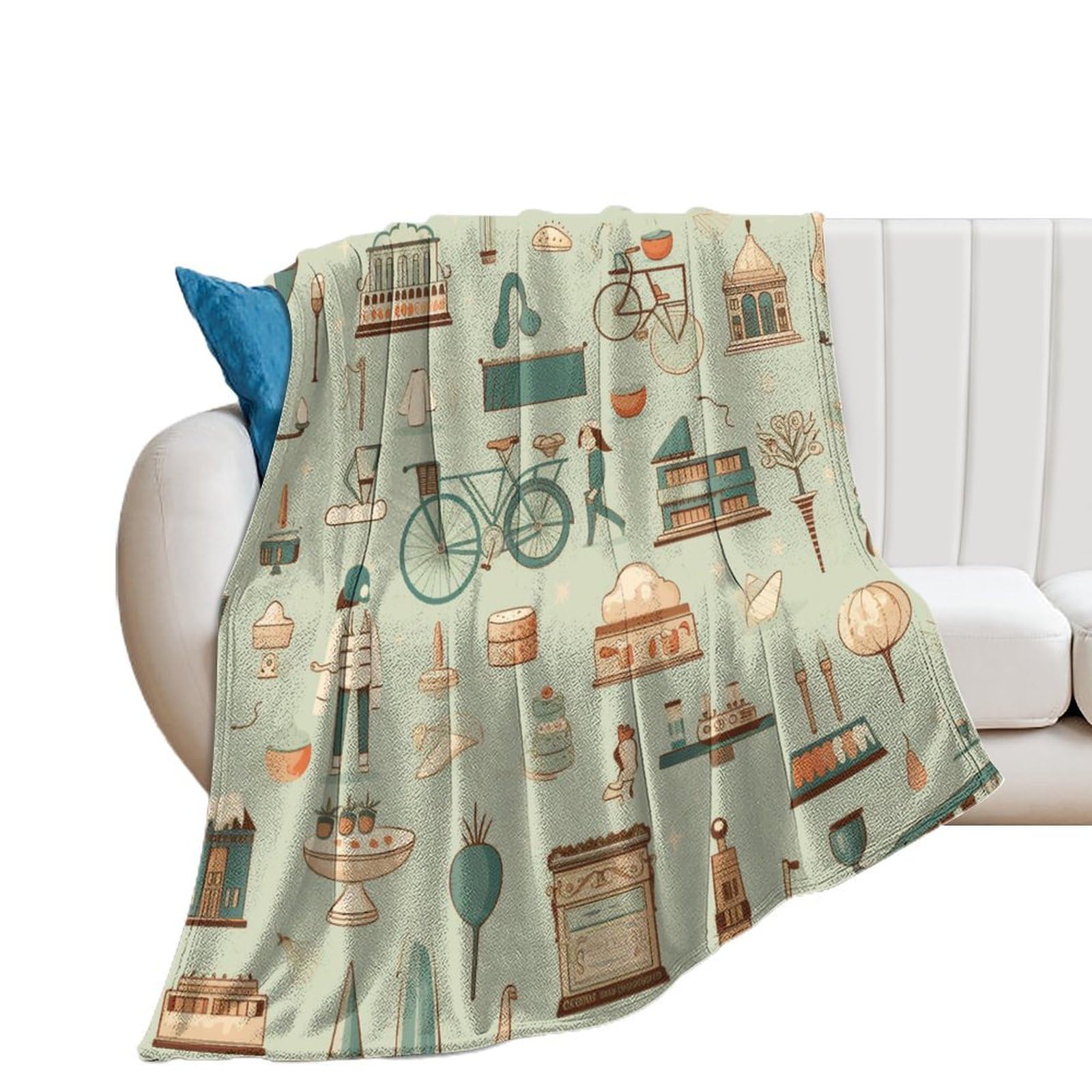Throw Blanket Bakery Cooking Utensils Soft Fuzzy Cozy Warm Winter